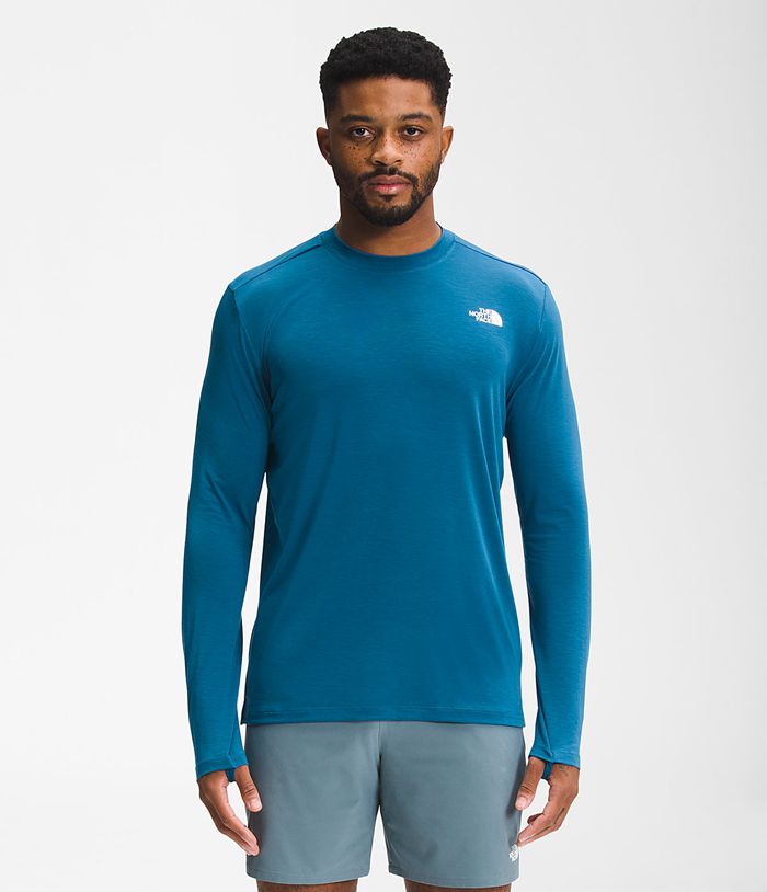 Camiseta The North Face Hombre Wander Manga Larga Azules - Peru 74065OIBL